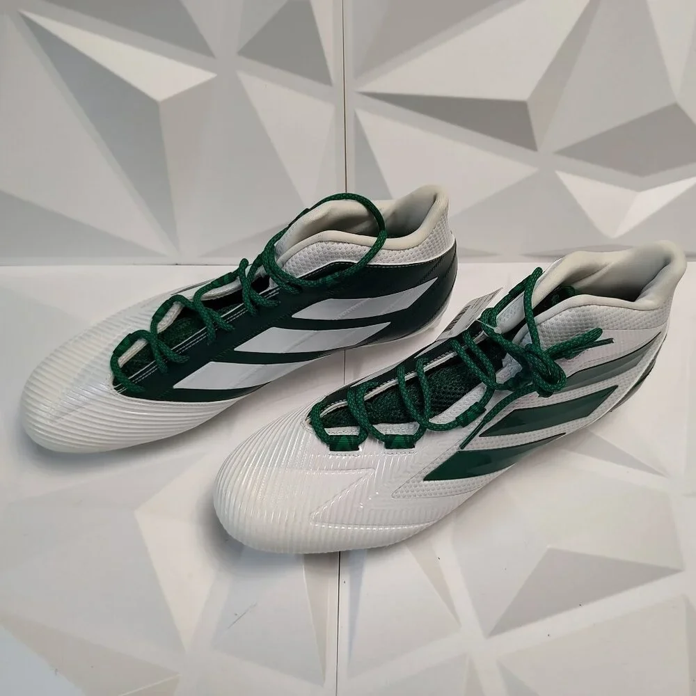 Adidas Mens Football Cleats 16 White Green Shoe Lacrosse Freak Carbon Mid - Picture 12 of 13